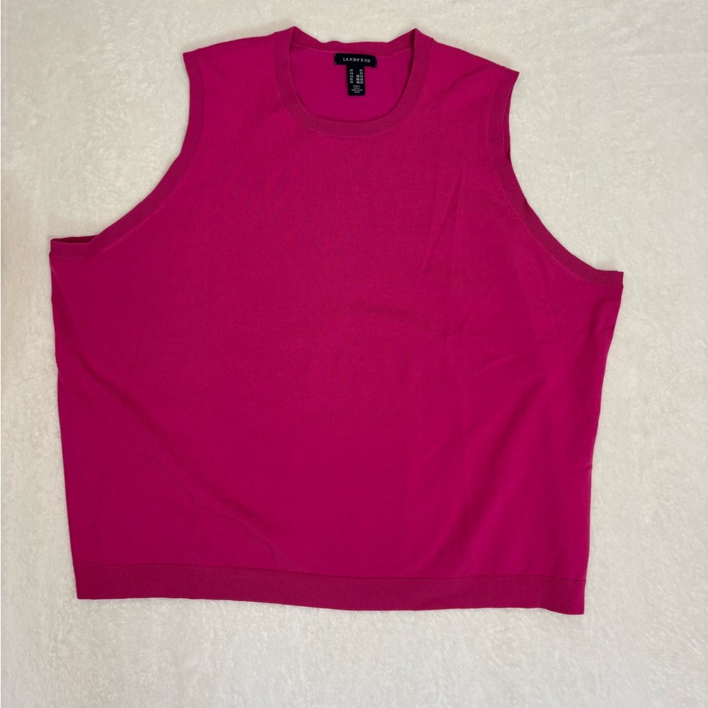 Women’s Lands' End Fuchsia Sweater Vest layering Barbiecore office siren  Sz 3X